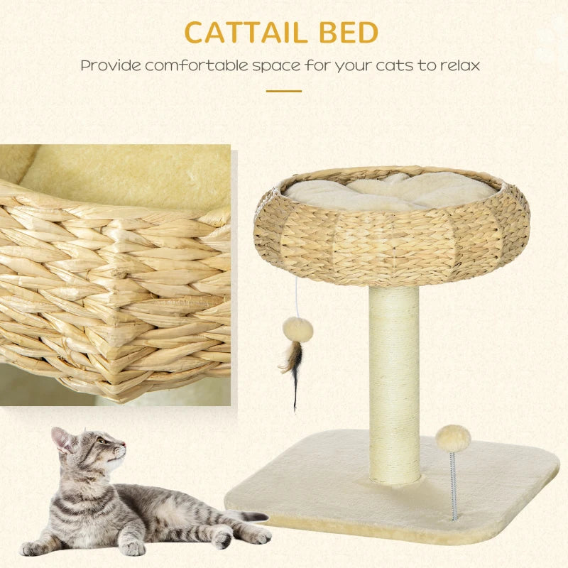 51cm Cat Tree Tower with Sisal Scratching Post & Top Bed - Grey