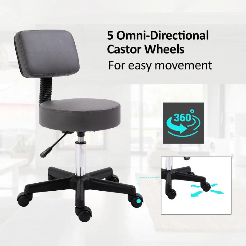 Grey Swivel Salon Chair with Adjustable Height and Wheels