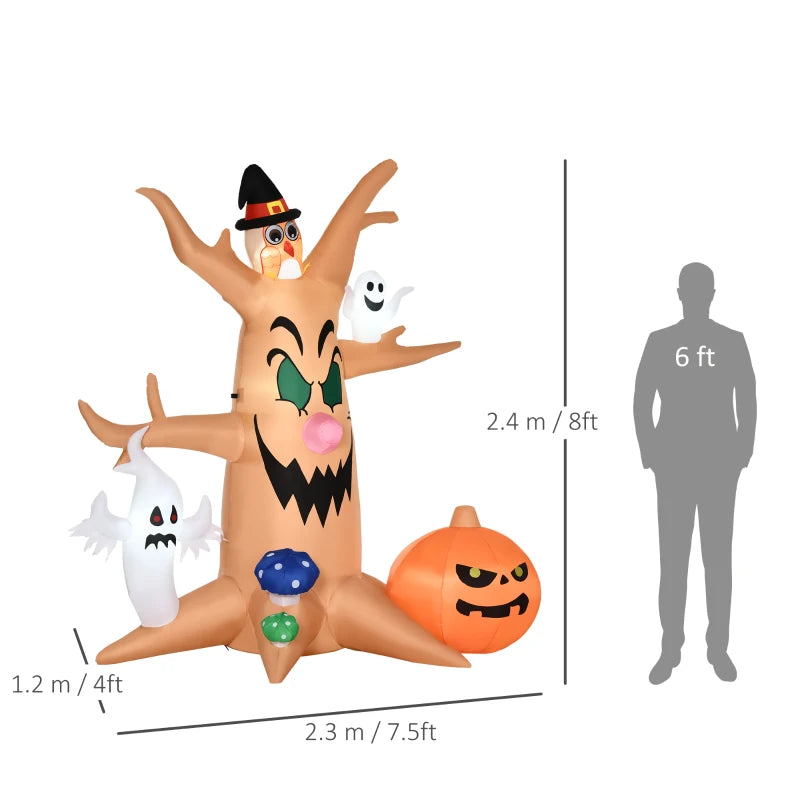 8ft Inflatable Halloween Haunted Tree with LED Lights - Spooky Outdoor Decor