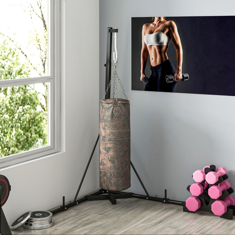 Black Foldable Punch Bag Stand - Heavy Bag & Speed Bag Holder