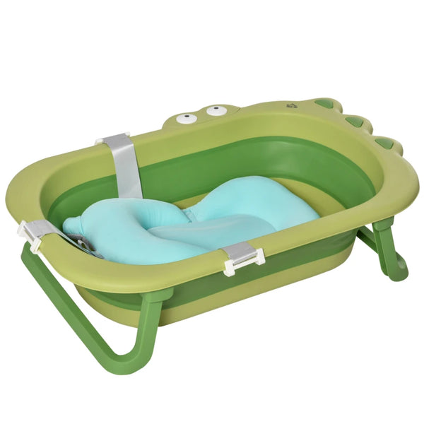 Green Ergonomic Baby Bath Tub with Cushion 0-3 Years