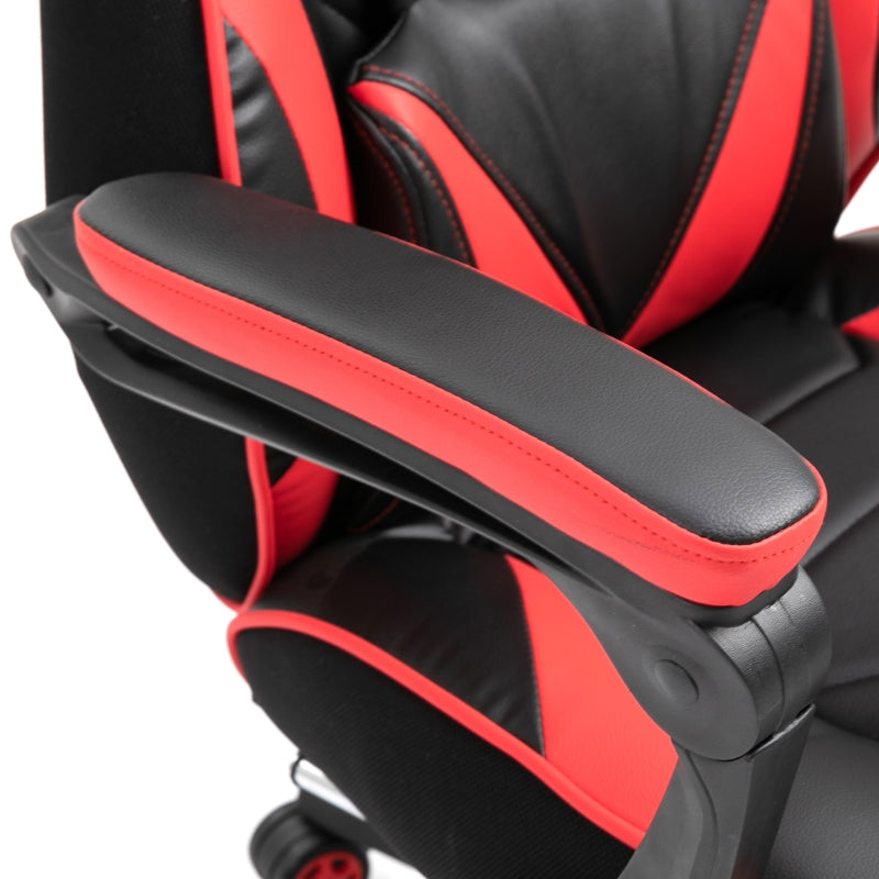 Red Gaming Chair with Lumbar Support, Footrest, and Headrest