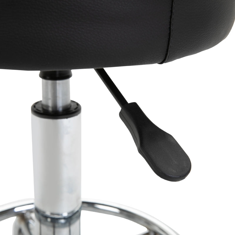 Black Adjustable Rolling Stool with Swivel Seat