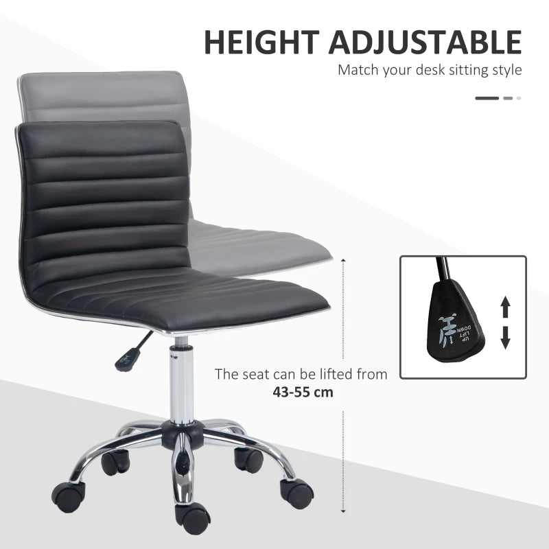 Black Mid-Back Swivel Office Chair with Armless Design