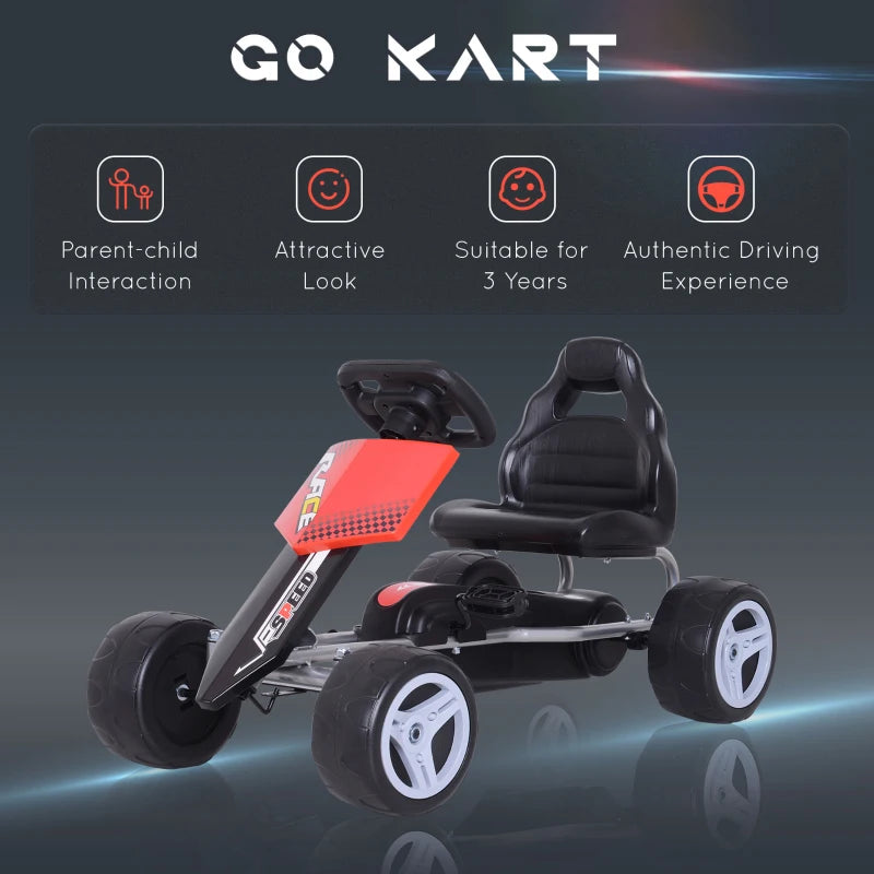 Red/Black Kids Pedal Go Kart Ride-on, 80x49x50cm
