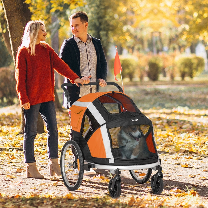 Orange Dog Bike Trailer & Stroller for Large Dogs