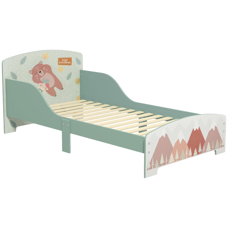 Green Toddler Bed Frame for Ages 3-6 Years