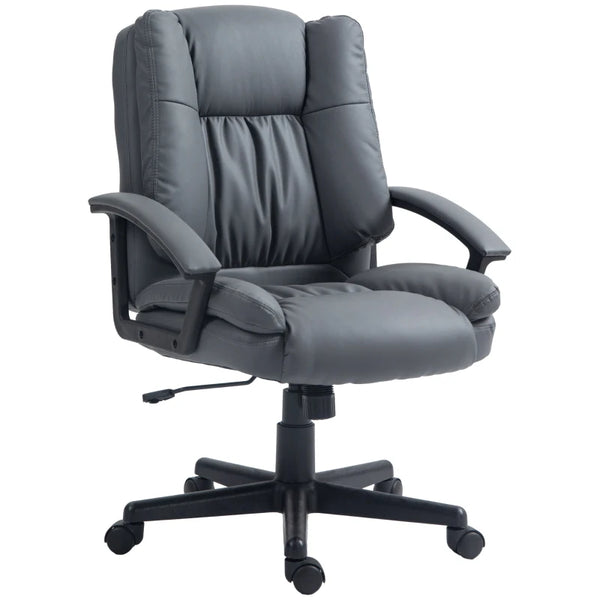 Dark Grey Faux Leather Office Chair with Adjustable Height