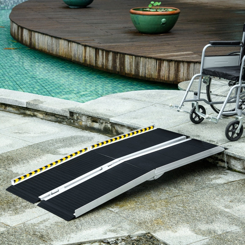 Aluminium Folding Wheelchair Ramp, 152x73cm, 272KG Capacity, Non-Skid Surface