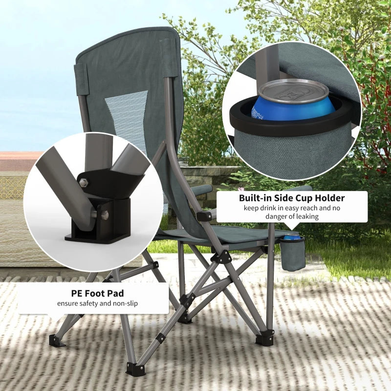 Blue Folding Camp Chair with Cup Holder - Portable & Sturdy for Camping, Festivals, Garden, Fishing