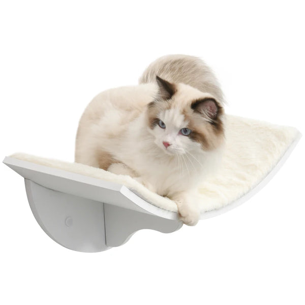 White Curved Cat Wall Shelf Bed 41x28x21cm