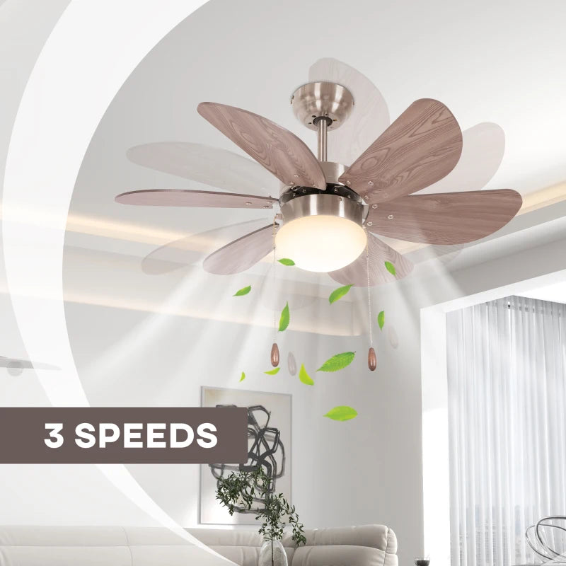 Walnut Brown LED Ceiling Fan with Reversible Blades