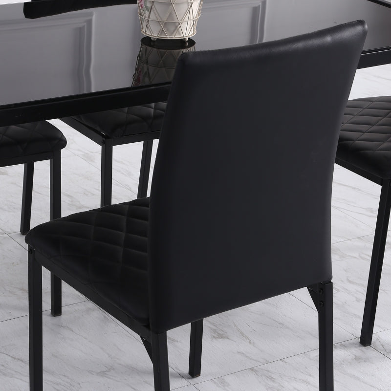 Black Upholstered Dining Chairs Set of 4 with Metal Legs