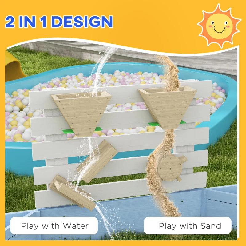 Blue Wooden Sandbox with Six Seats and Accessories for Ages 3-7