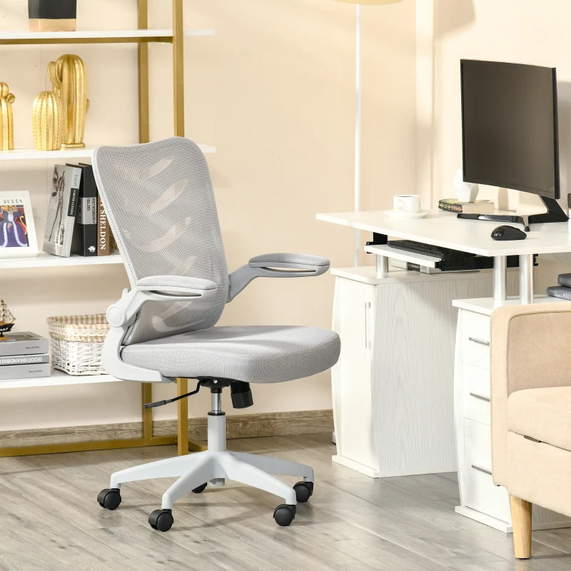 Grey Mesh Office Chair with Lumbar Support & Adjustable Height