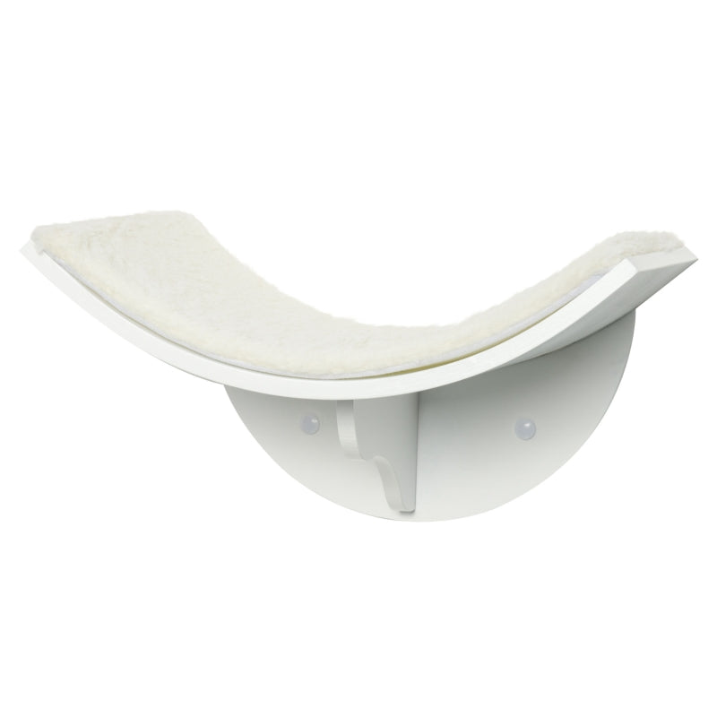 White Curved Cat Wall Shelf Bed 41x28x21cm