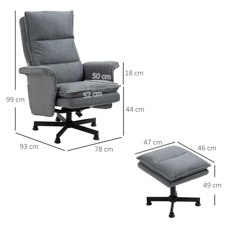 Grey Swivel Massage Recliner Chair with Footstool and Remote Control