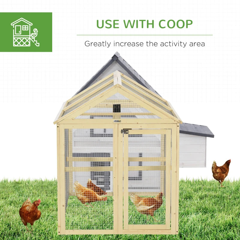 Large Wooden Chicken Run & Coop - Natural Wood Finish