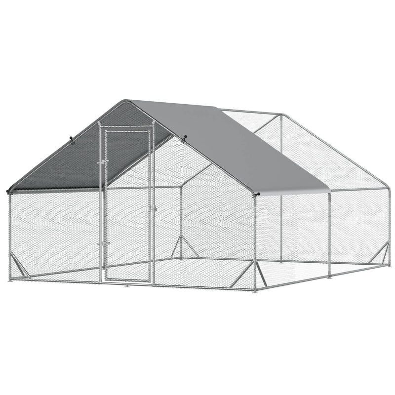 Galvanised Chicken Run with Water-Resistant Cover, 3x4x2m