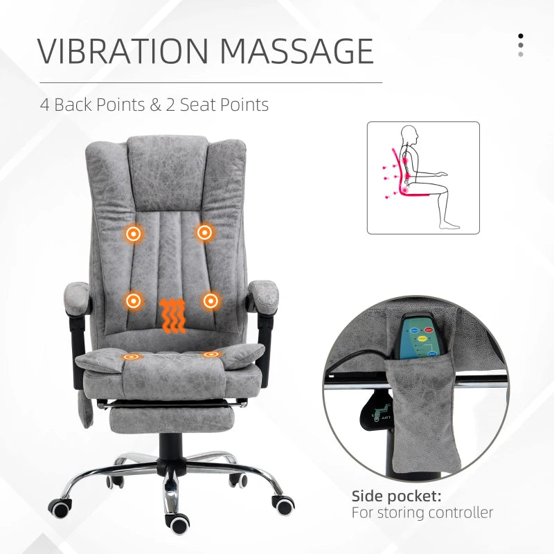 Grey Vibrating Massage Office Chair with Heat & High Back