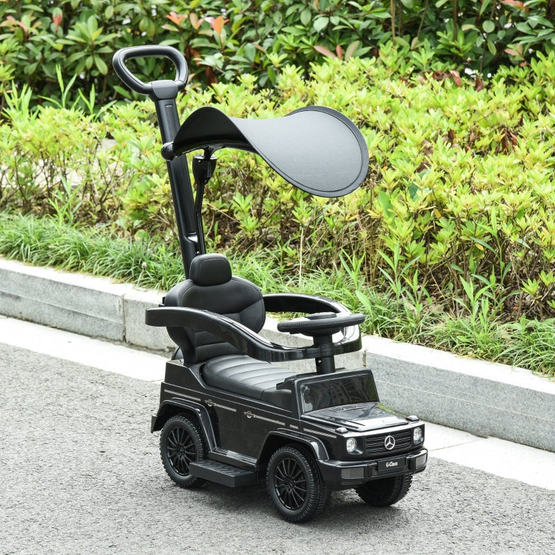 Black 3-in-1 Kids Ride-On Push Car with Horn and Steering Wheel