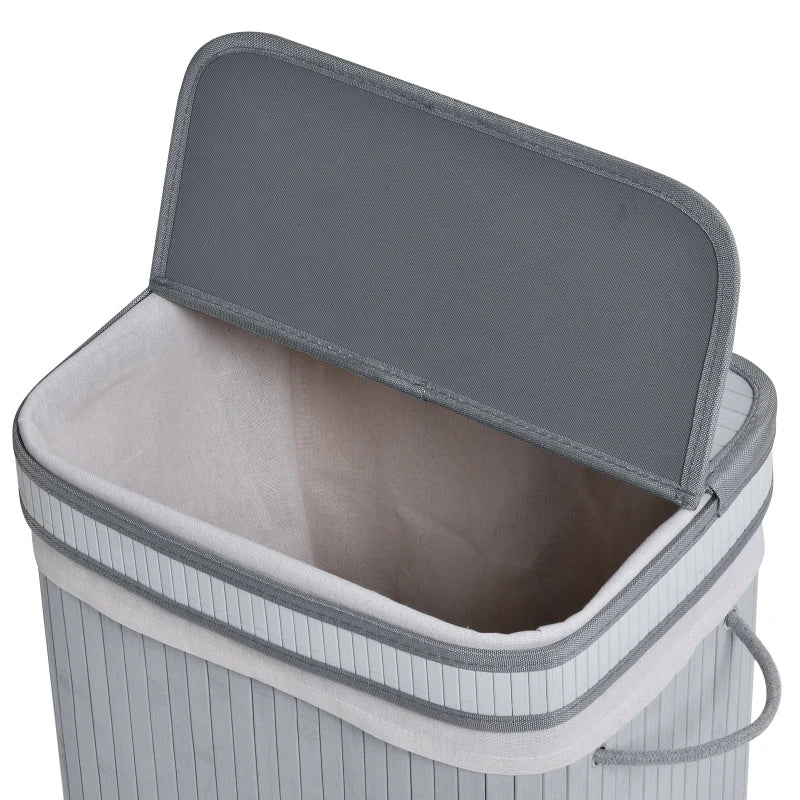 Grey 70L Laundry Basket with Flip Lid