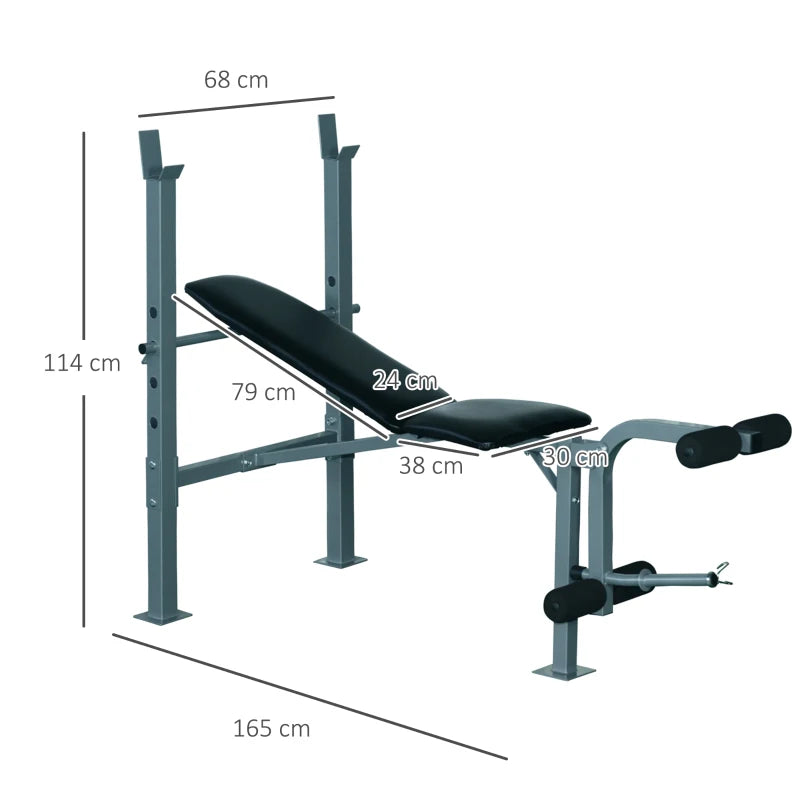 Adjustable Weight Bench with Barbell Rack - Black