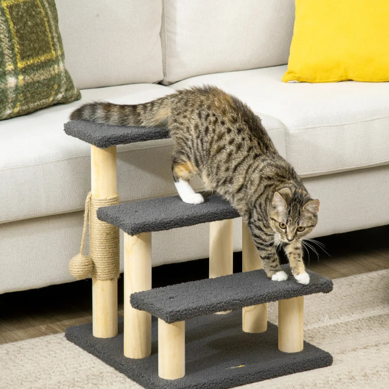 Grey 48cm Cat Tree with Toy Ball and Scratching Post