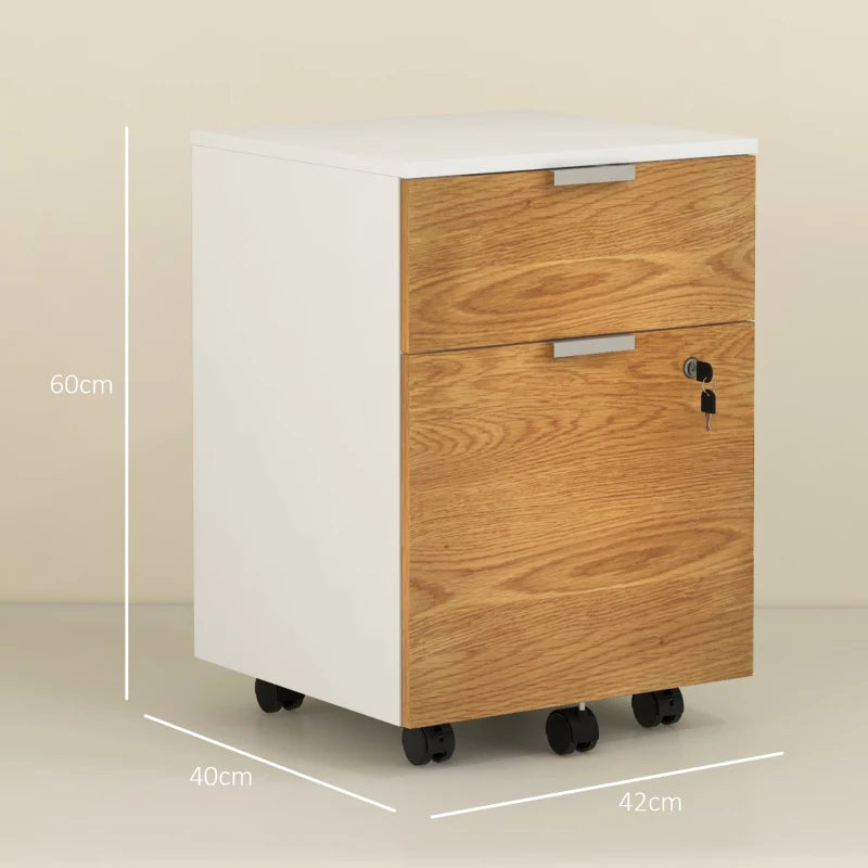 Wood Effect 2-Drawer Lockable Filing Cabinet - Espresso