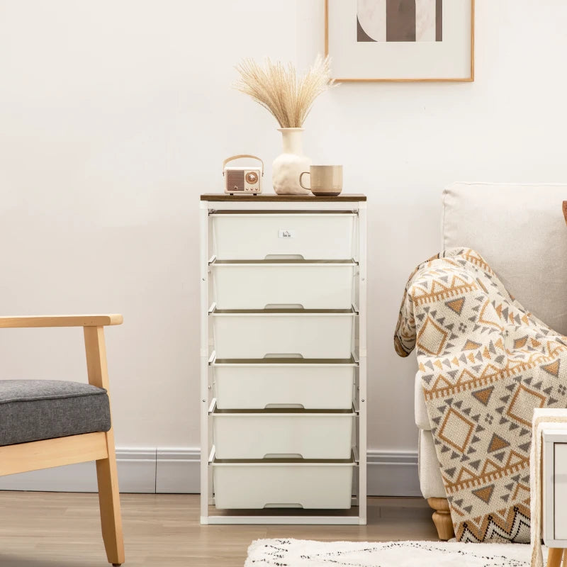 White 6-Drawer Tall Storage Chest for Bedroom and Living Room