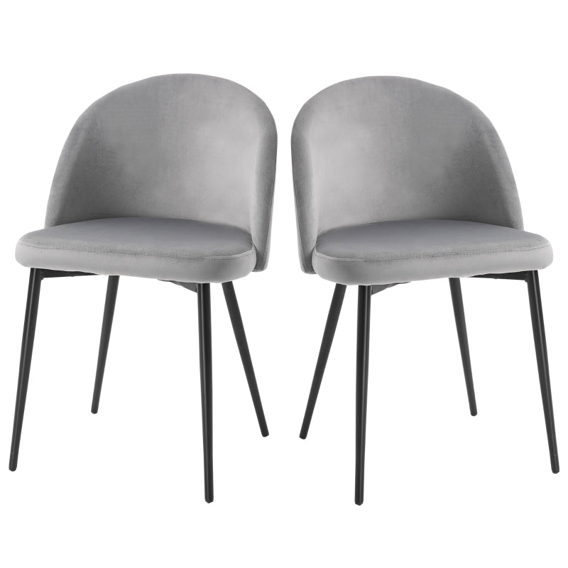 Grey Fabric Dining Chairs Set of 2 for Office Kitchen Living Room