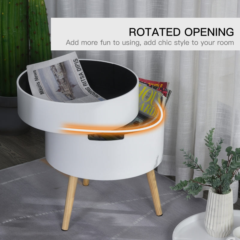 White Round 3-Tier Coffee Table with Hidden Compartments