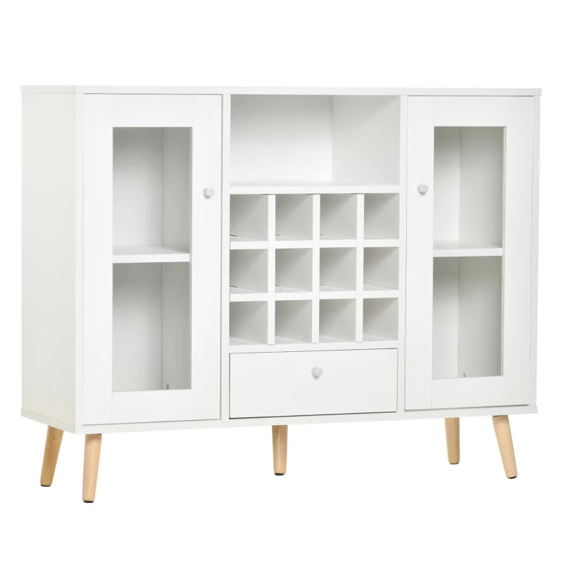 White Modern Glass Door Sideboard with Wine Rack