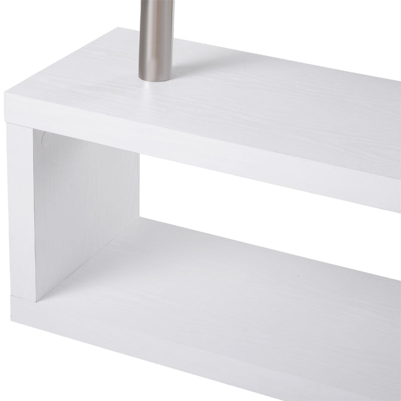 White L-Shaped Rotating Corner Desk with Storage Shelf