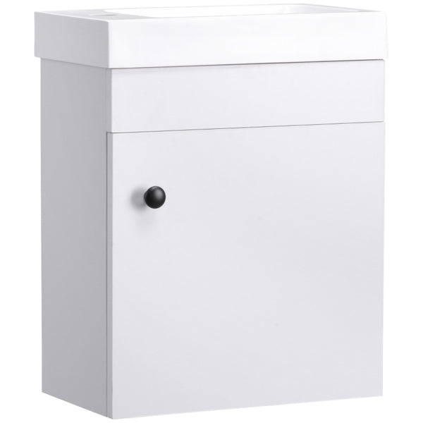 White Wall Mounted Bathroom Vanity with Basin and Storage