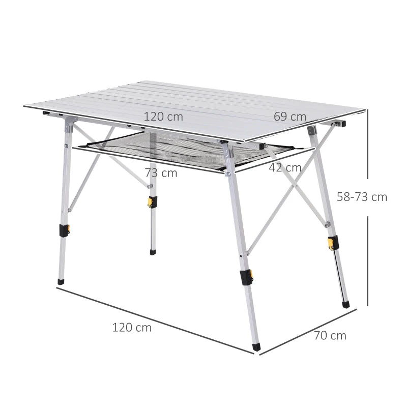 Portable 4FT Folding Aluminium Picnic Table - Mesh Layer, Carrying Bag - Blue