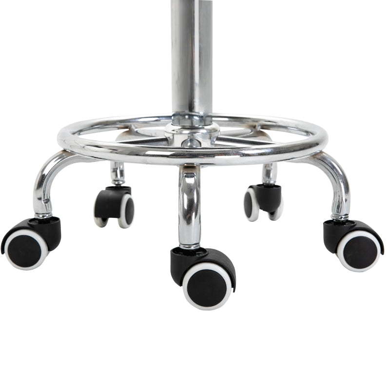 Black Adjustable Rolling Stool with Swivel Seat