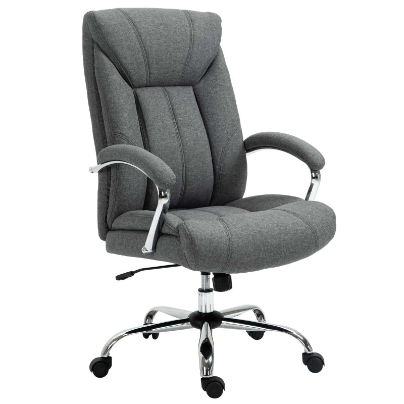 Grey Linen Home Office Chair with Adjustable Height & Swivel Wheels