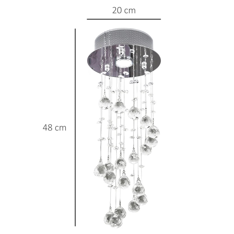 Spiral Rain Drop Crystal Chandelier Pendant Light - Silver