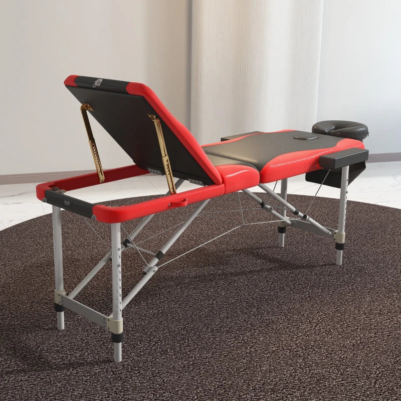 Black and Red Foldable Massage Table for Salon and Spa