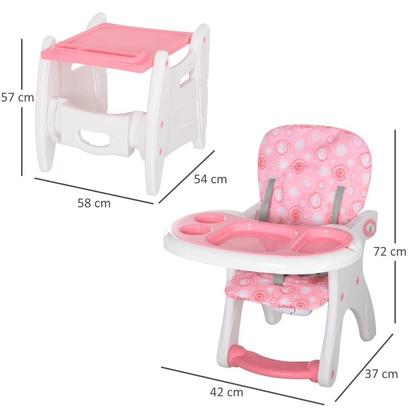 3-in-1 Pink Baby Booster High Chair