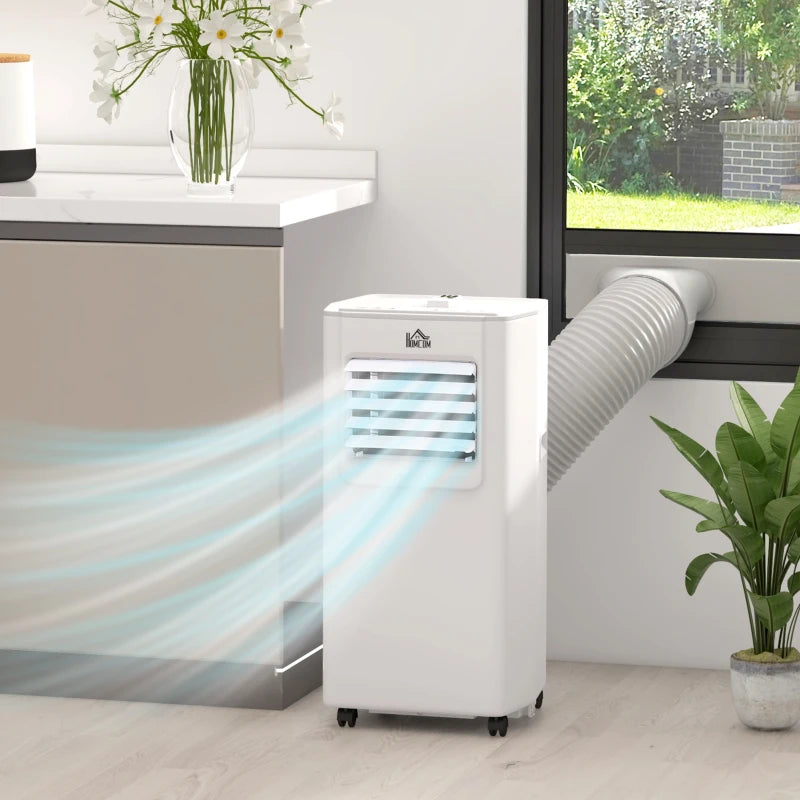 Portable 5000 BTU Air Conditioner, 4-in-1 Unit, Dehumidifier, Cooling Fan - White, Remote Control, 2 Speeds, 24H Timer