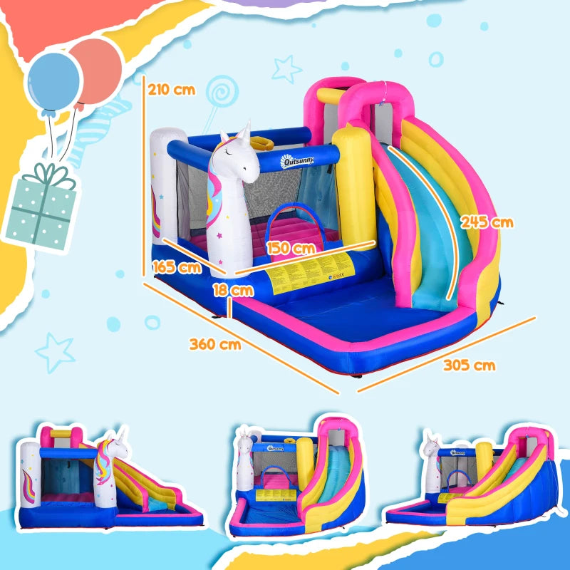 5-in-1 Multicoloured Bouncy Castle Set with Blower - Ages 3-8