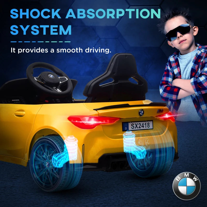 12V Yellow BMW M4 Licensed Kids Car with Remote Control & Music