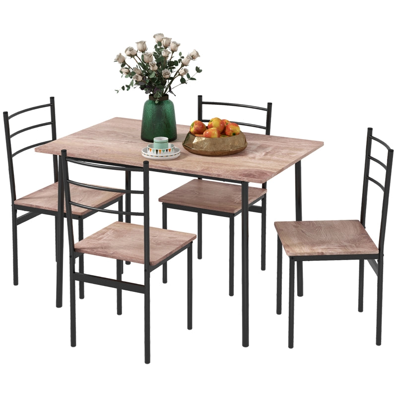 Black 4 Seater Dining Set with Steel Frame Table and Chairs