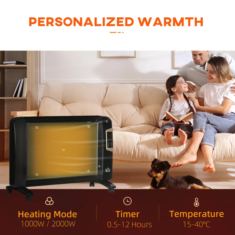 Black Portable Electric Space Heater - 2 Heat Settings
