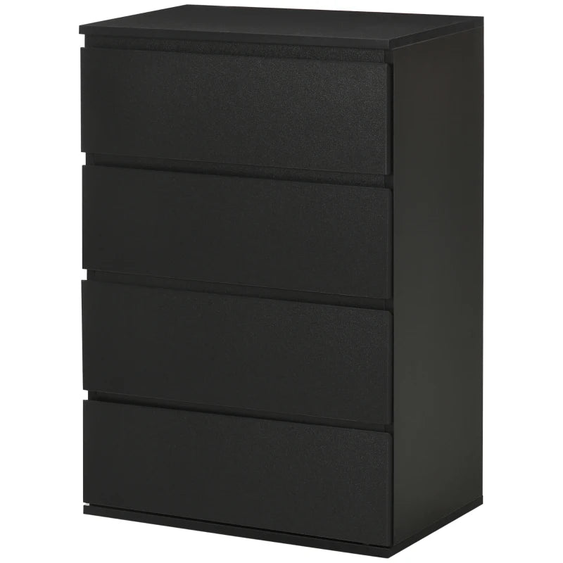 Modern Black 4-Drawer Storage Chest for Bedroom