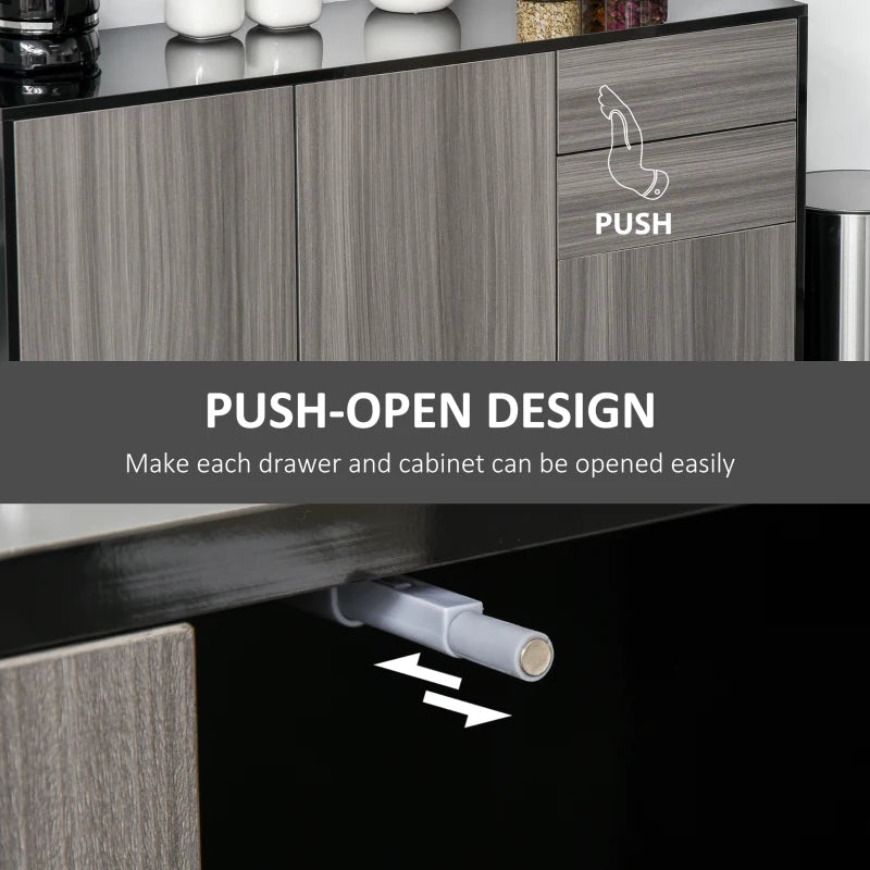 Modern 2-Drawer Side Cabinet in Light Grey and Black