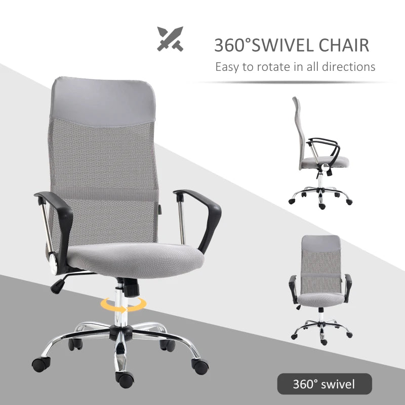 Light Grey Ergonomic Mesh Office Chair with Adjustable Height & Tilt