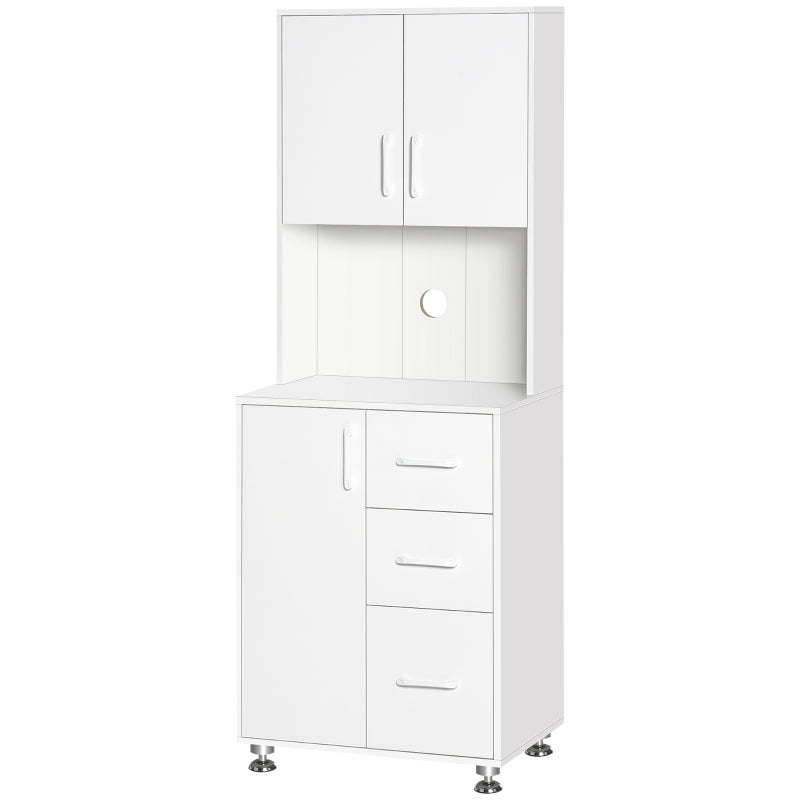 White Modern Kitchen Storage Cabinet with Drawers and Countertop